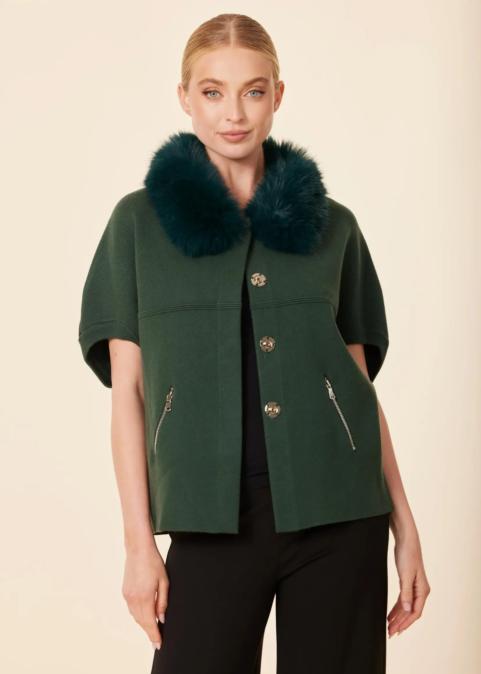 Dolce Cabo Faux Fur Trimmed Cocoon Cardigan