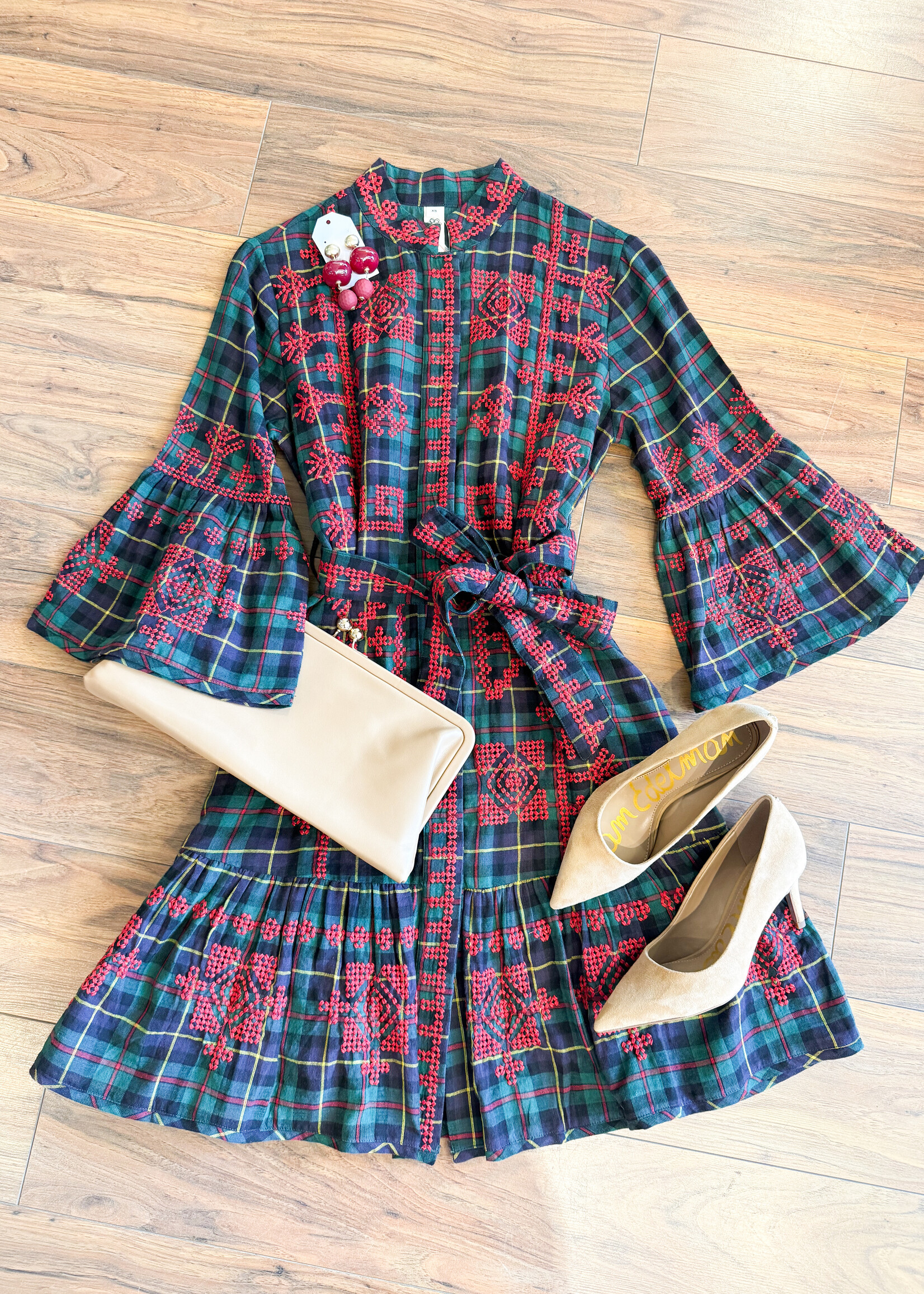 Ivy Jane Tartan Cross Stitch Embroidery Dress