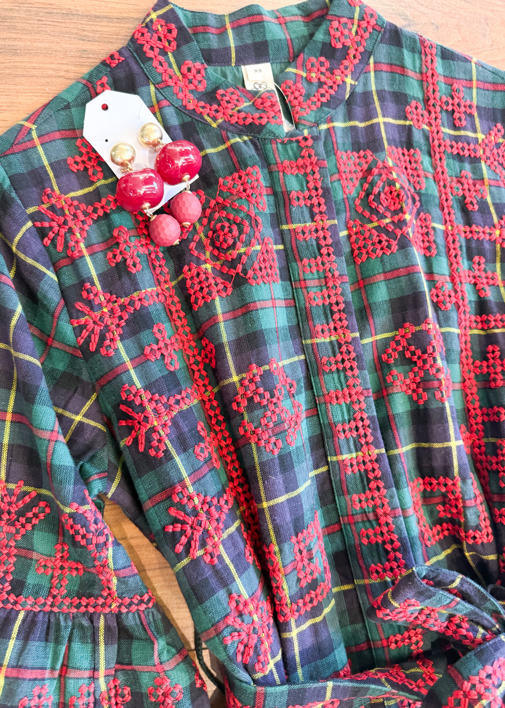 Ivy Jane Tartan Cross Stitch Embroidery Dress