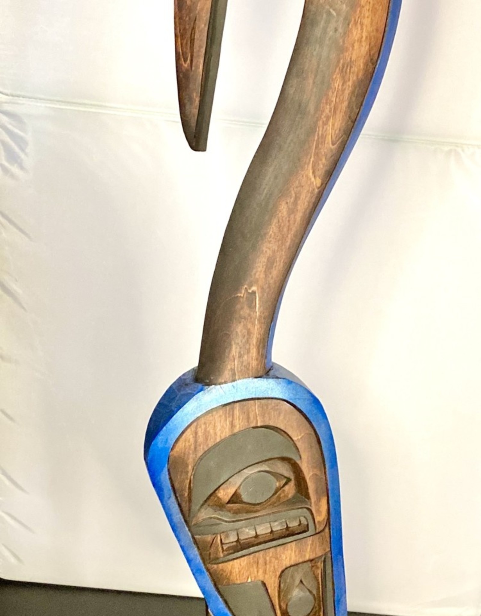 Aboriginal - Aboriginal Carving of a Crane on a Salmon