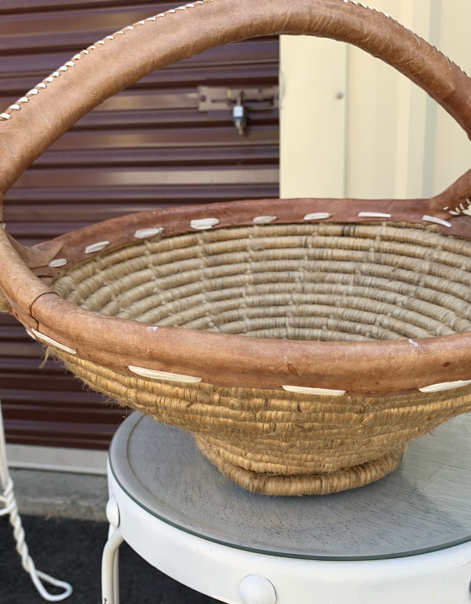 Purple Pigeon Treasures Large wicker basket with Wooden Handle