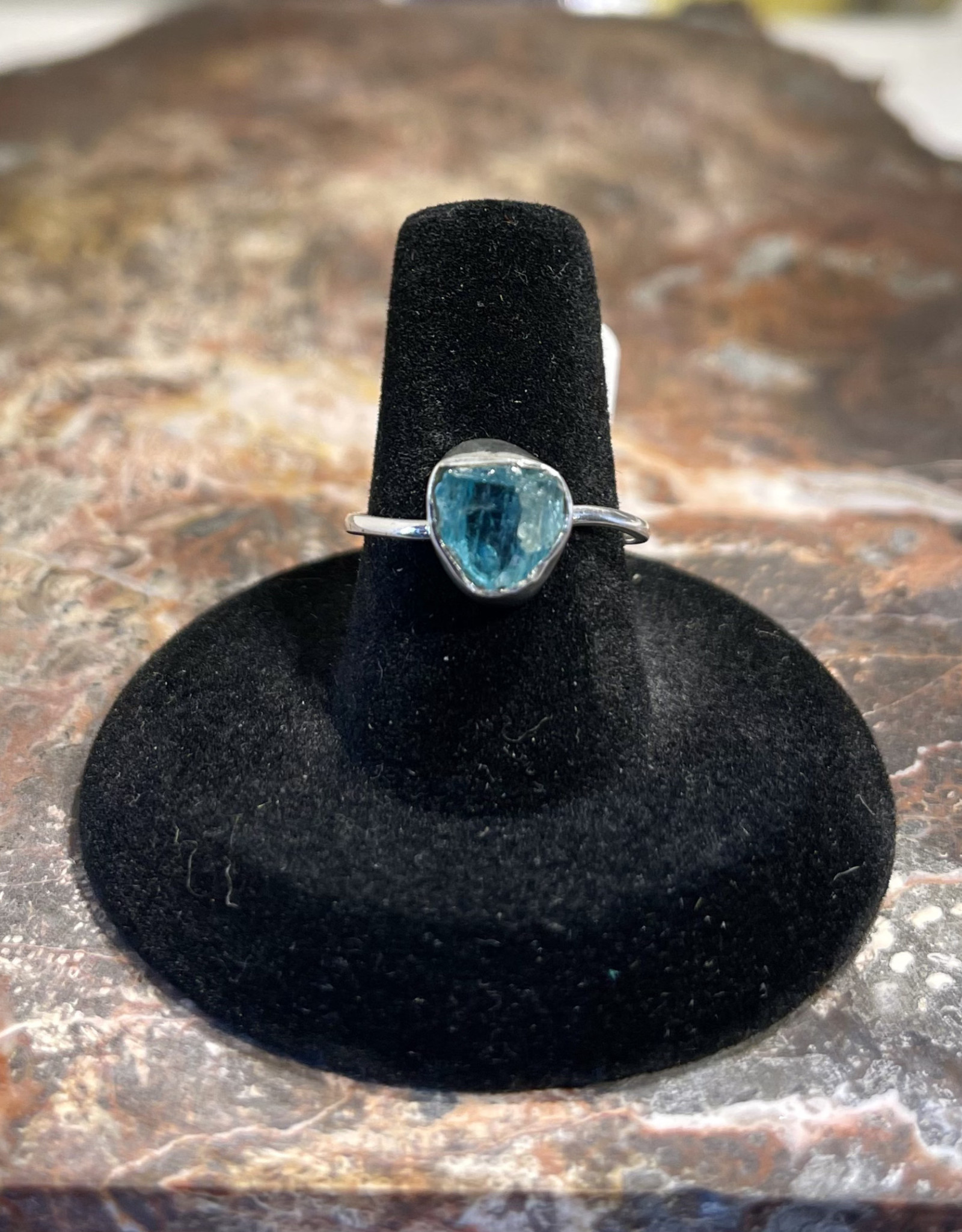 Jewelry - Rough Cut Blue Topaz Ring   .925 Sz 8