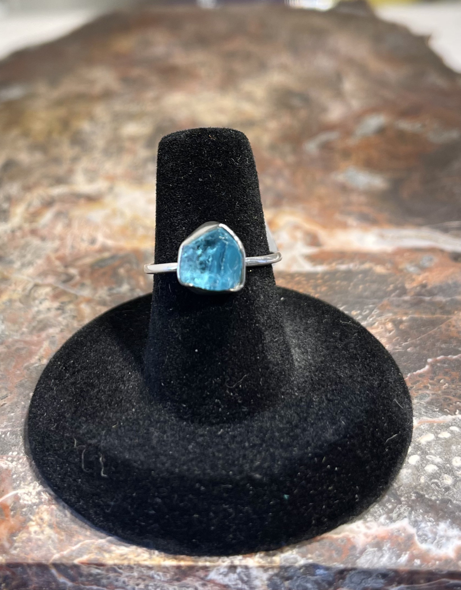 Jewelry - Rough Cut Blue Topaz Ring   .925 Sz 7