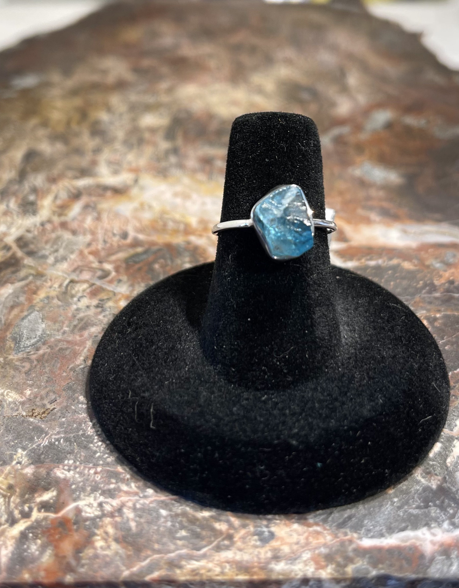 Jewelry - Rough Cut Blue Topaz Ring   .925 Sz 6