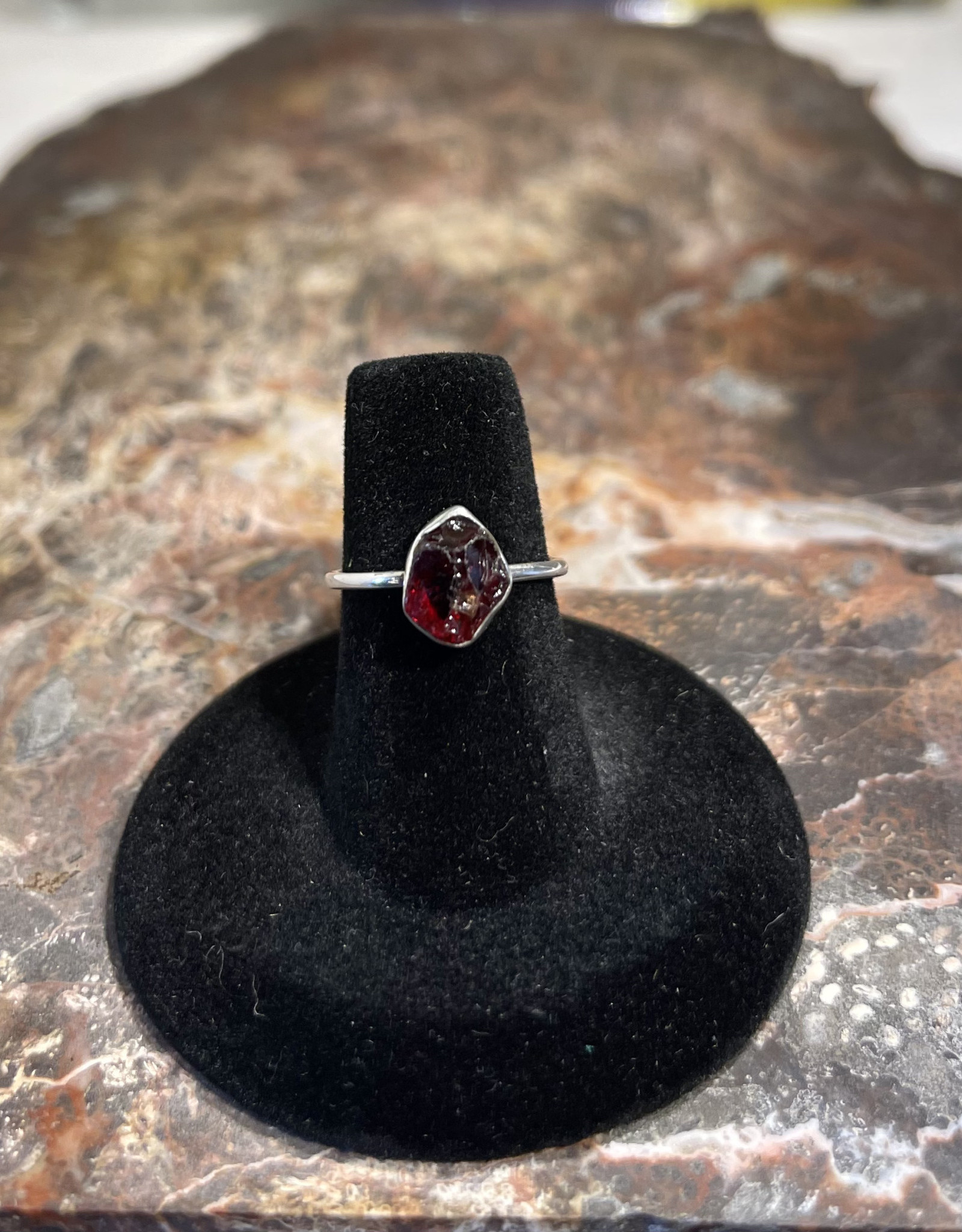 Jewelry - Rough Cut Red Almandine .925 Sz 6