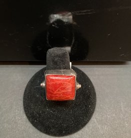 Jewelry - Red Coral Ring .925 sz9.5