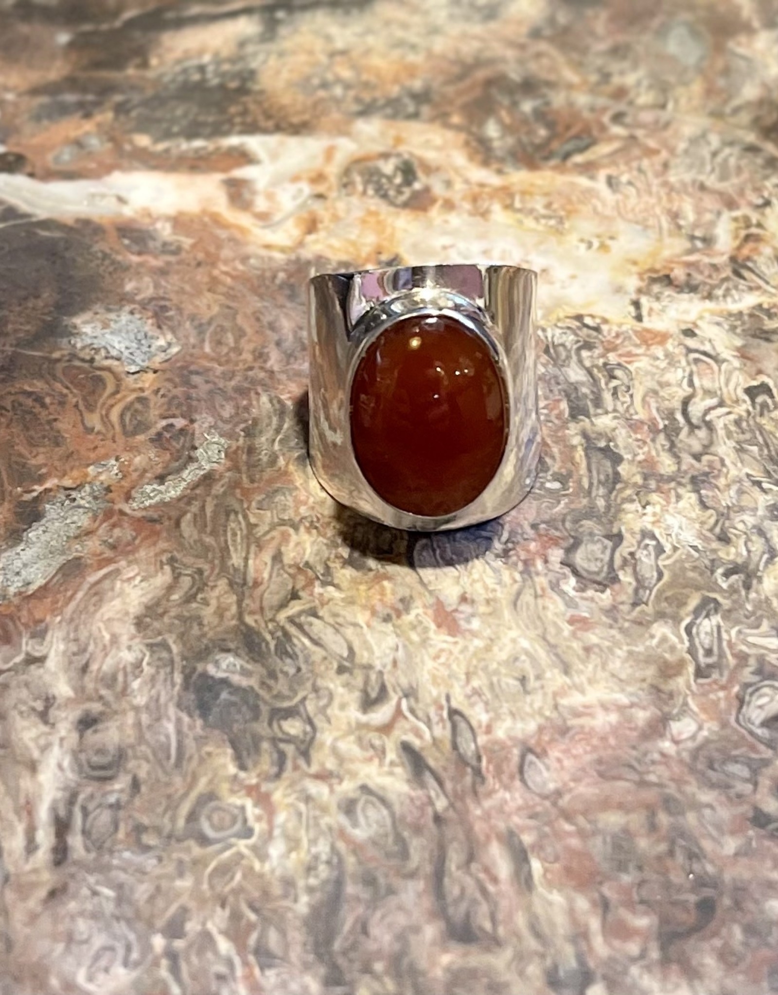 Jewelry - Wide Band Carnelian Ring .925 Sz10
