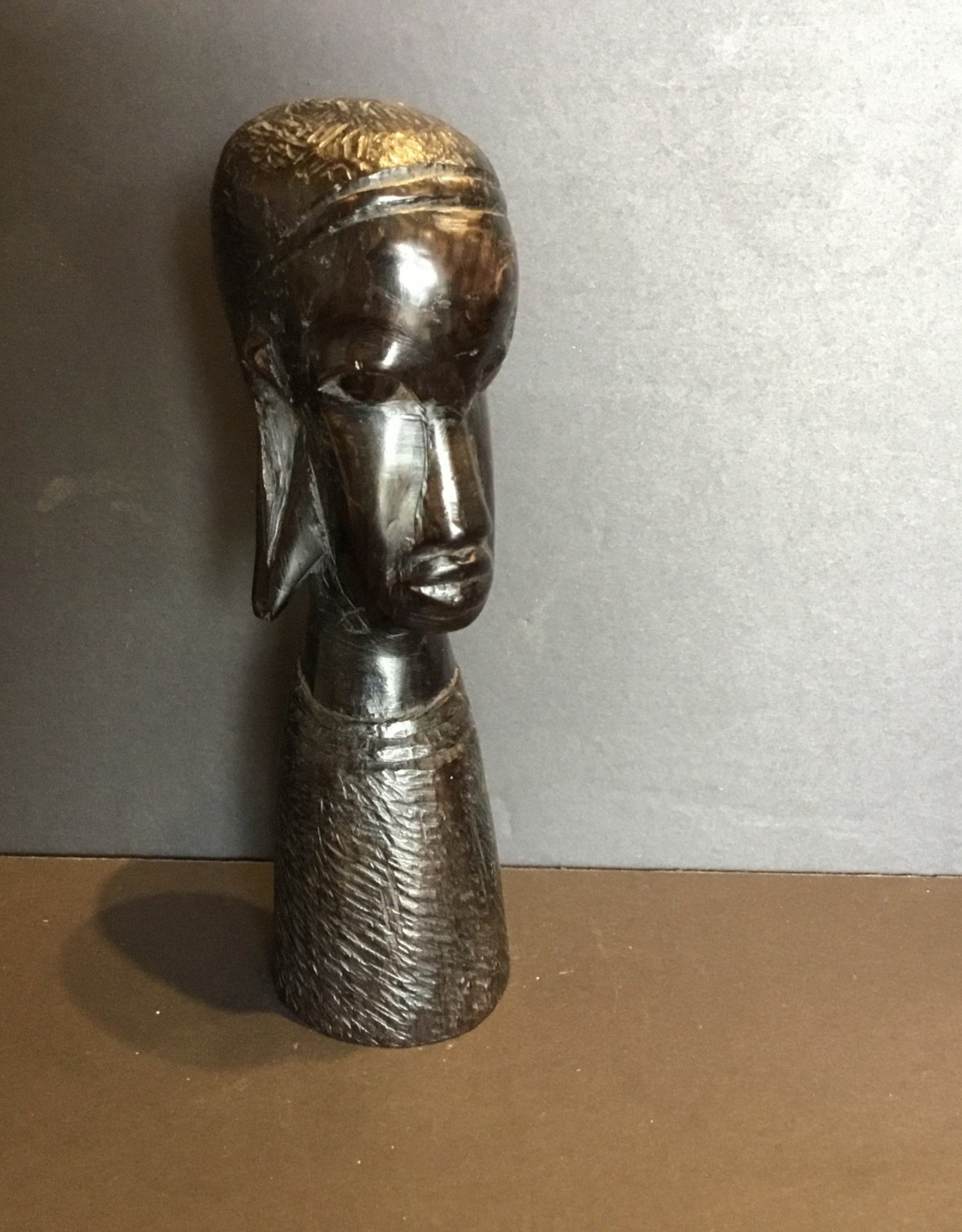 African - Carving of a mans head with stretched ears