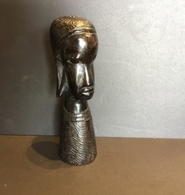 African - Carving of a mans head with stretched ears