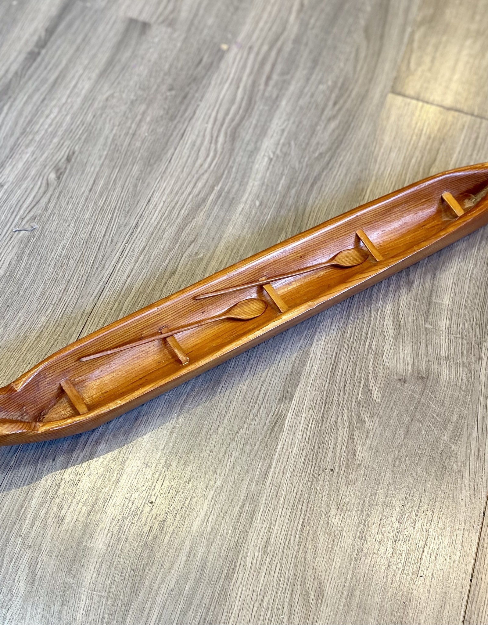 Aboriginal - Wooden Canoe Carving with two Paddles