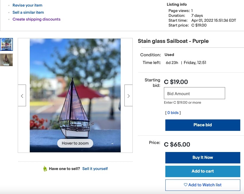 Purple Stained Glass Sailboat