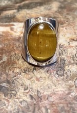 Jewelry - Wide Band Tigers Eye Ring .925 Sz13