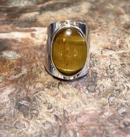 Jewelry - Wide Band Tigers Eye Ring .925 Sz13