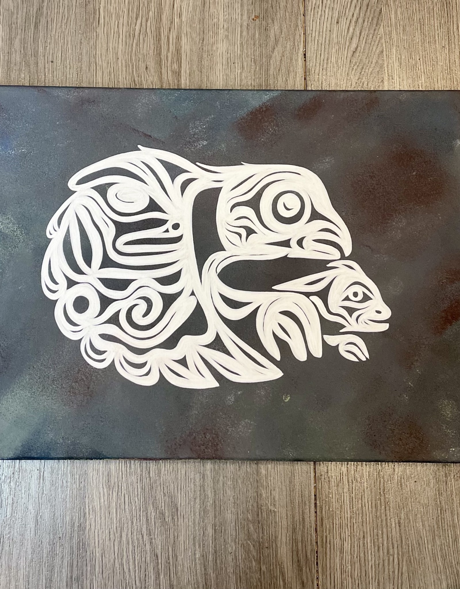 Aboriginal - Owl & Mouse Aboriginal Canvas Painting (12”x16”)