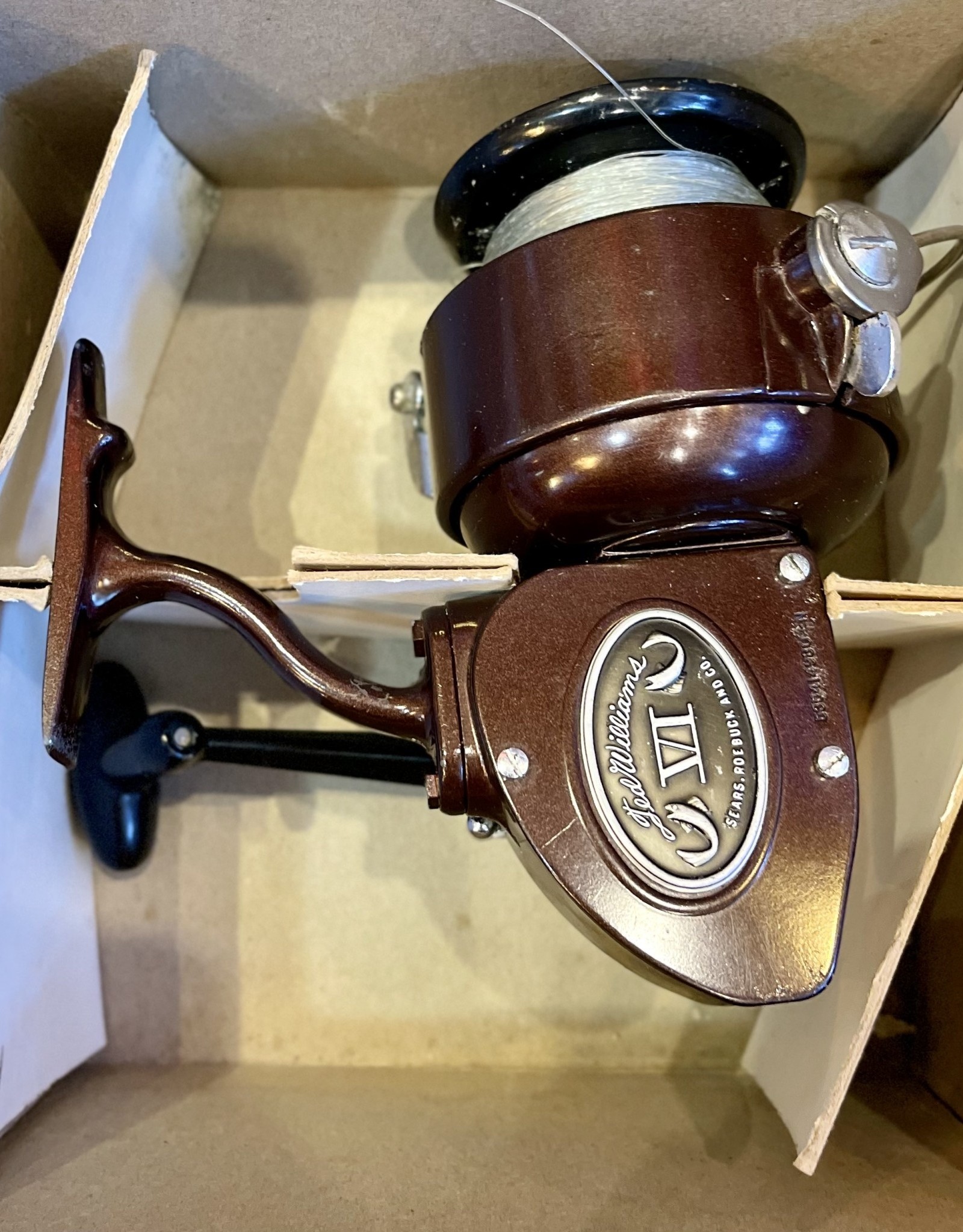 Purple Pigeon Treasures Ted WIlliams Fishing Reel Model #535414980 1960’s with Original Box and Documents