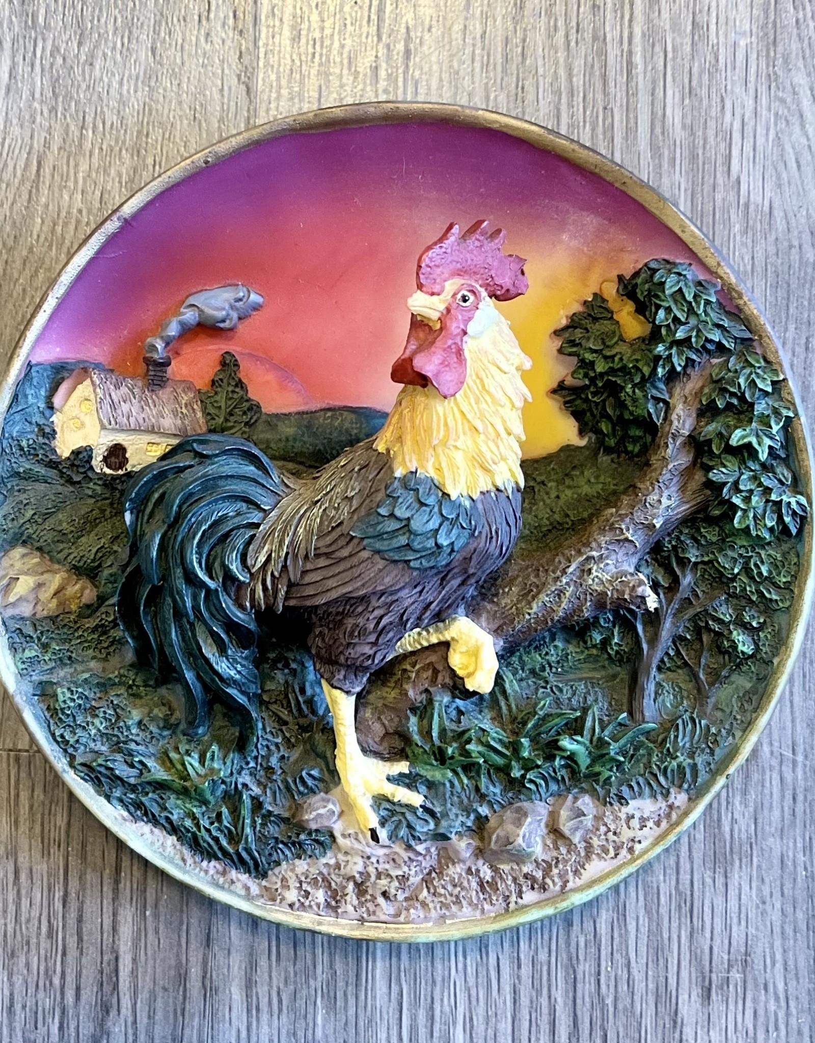 Purple Pigeon Treasures 3D Rooster Decor Wall Plate