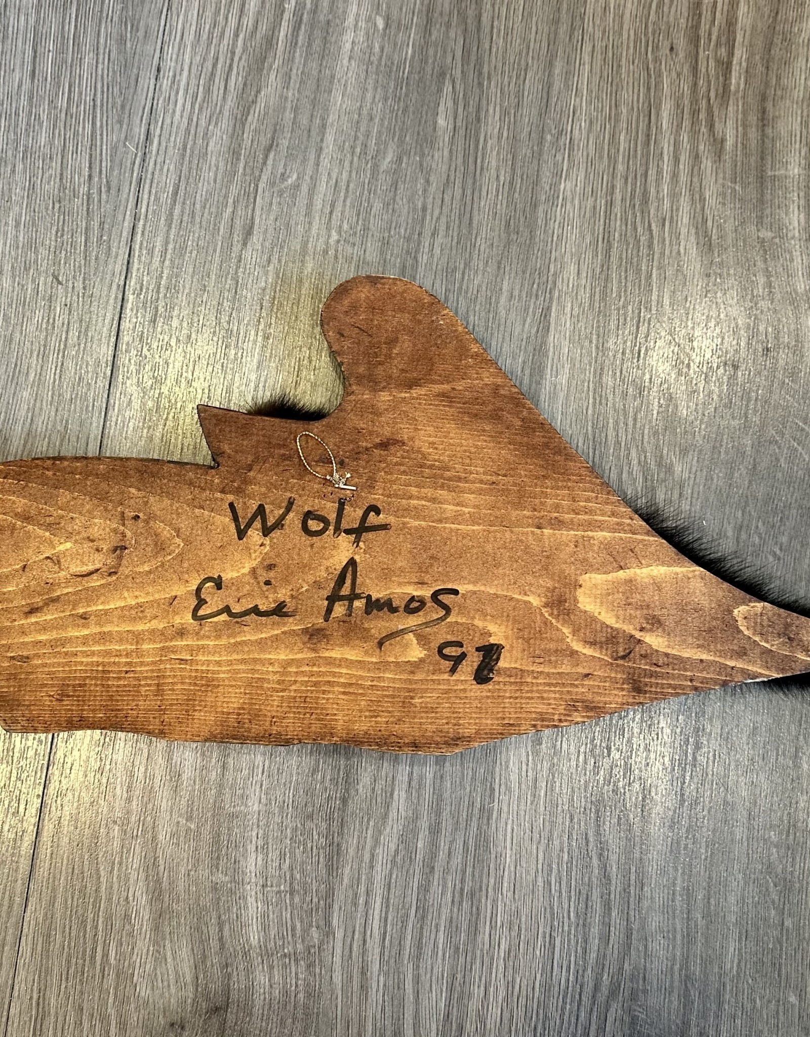 Aboriginal - Aboriginal Carving Wolf with wolf fur accent - Carver: Eric Amos