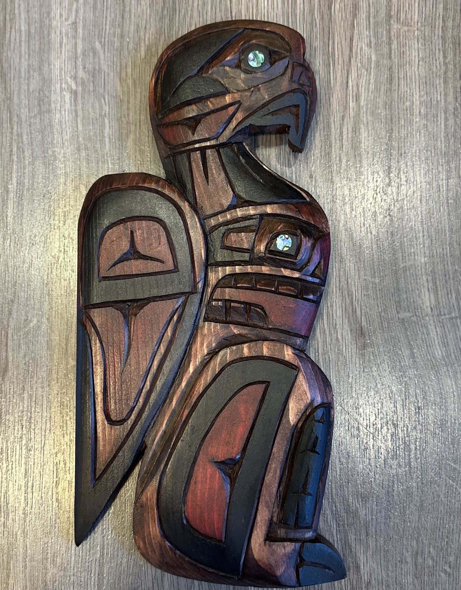 Aboriginal - Thunderbird Carving with two Abalone Eyes - Carver: Connie Edwards