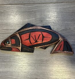 Aboriginal - Salmon Carving with Abalone Eye - Carver: Connie Edwards