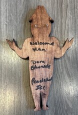 Aboriginal - Welcome Man Carving with Abalone Eyes - Carver: Dora Edwards