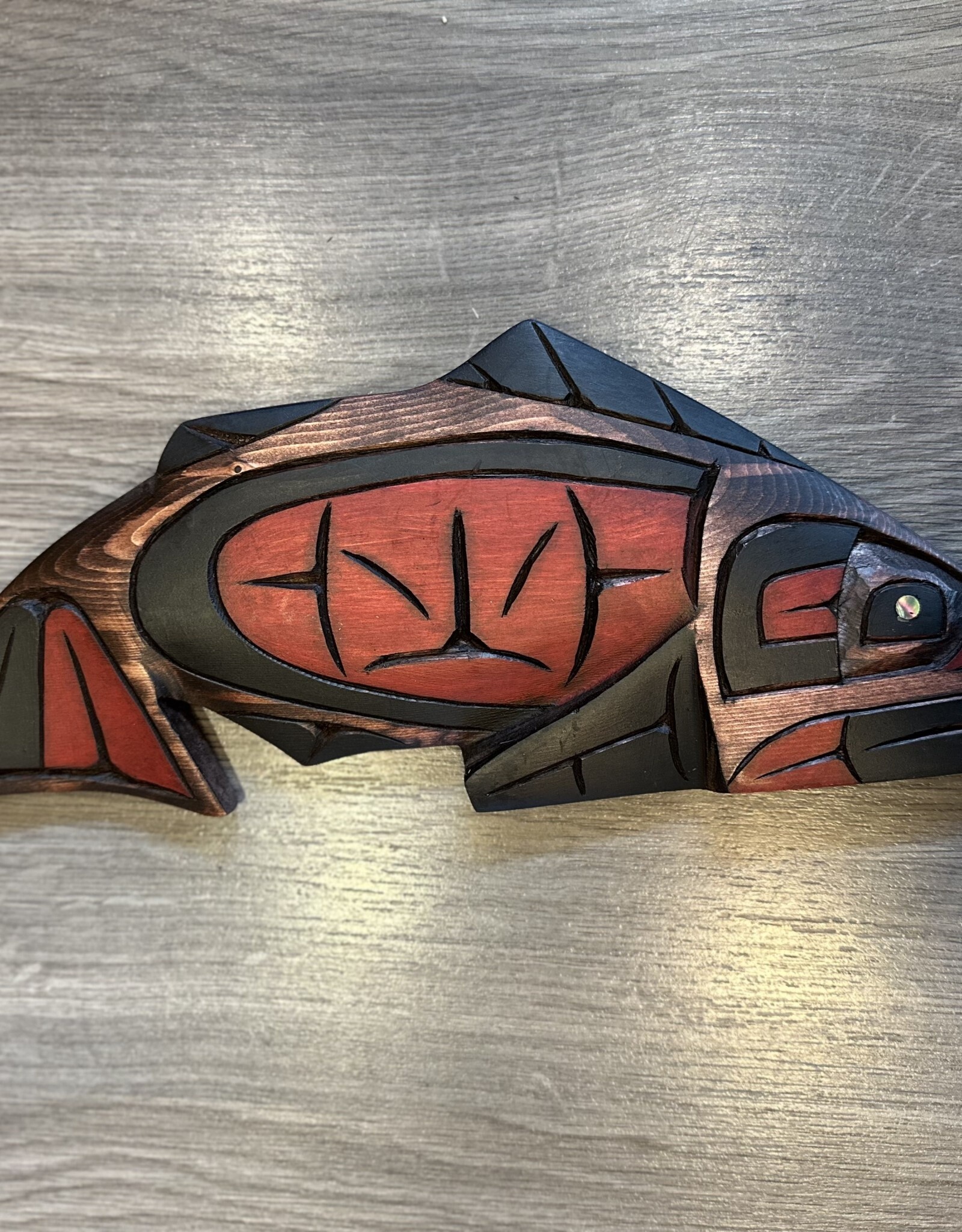 Aboriginal - Salmon Carving Abalone Eye - Carver: Connie Edwards