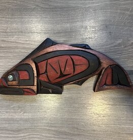 Aboriginal - Salmon Carving with Abalone Eye - Carver: Connie Edwards