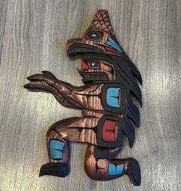 Aboriginal - Welcome Man Eagle Hat Carving  with Abalone Eyes - Carver: Dora Edwards