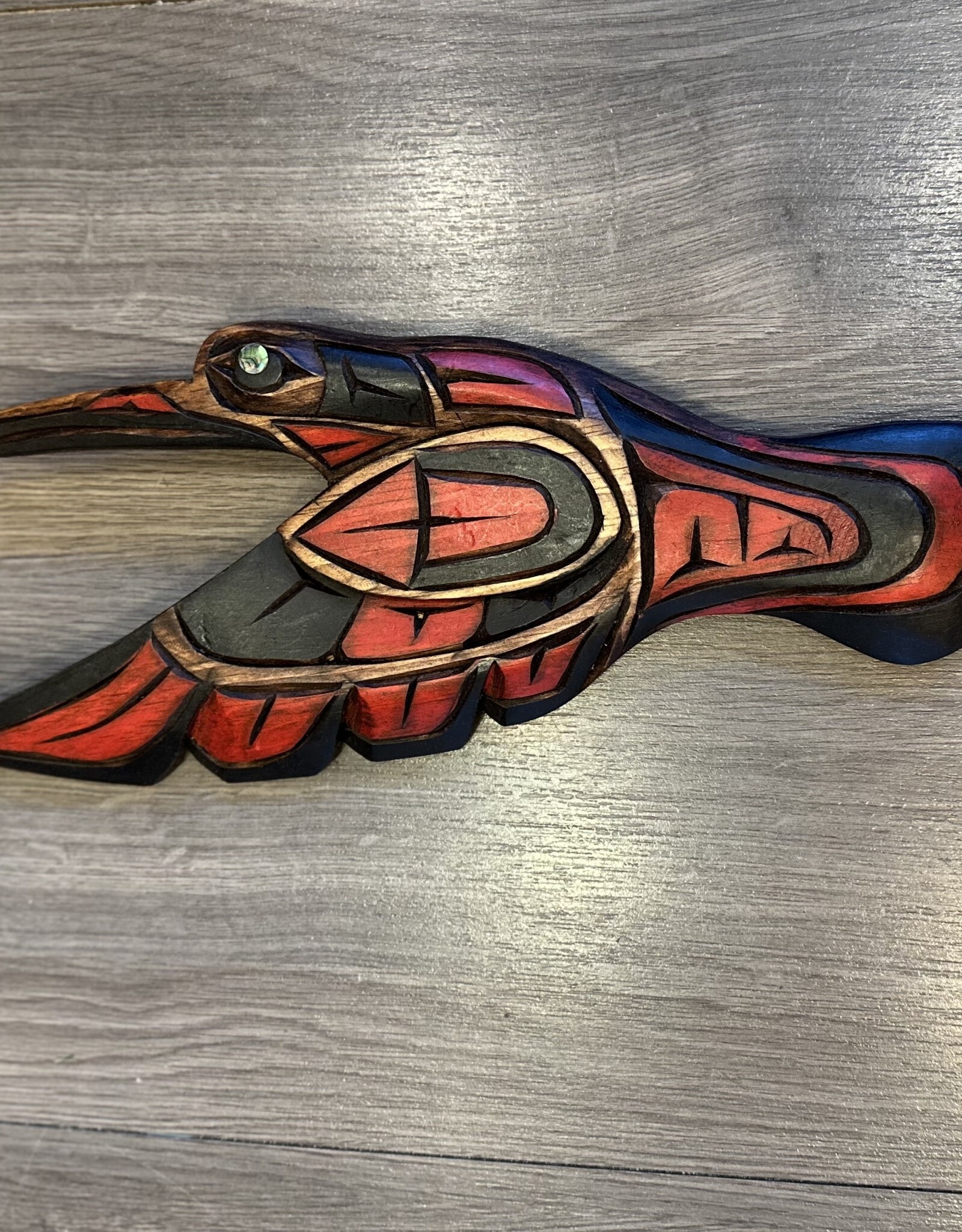 Aboriginal - Hummingbird Carving with Abalone Eye - Carver: No Signature