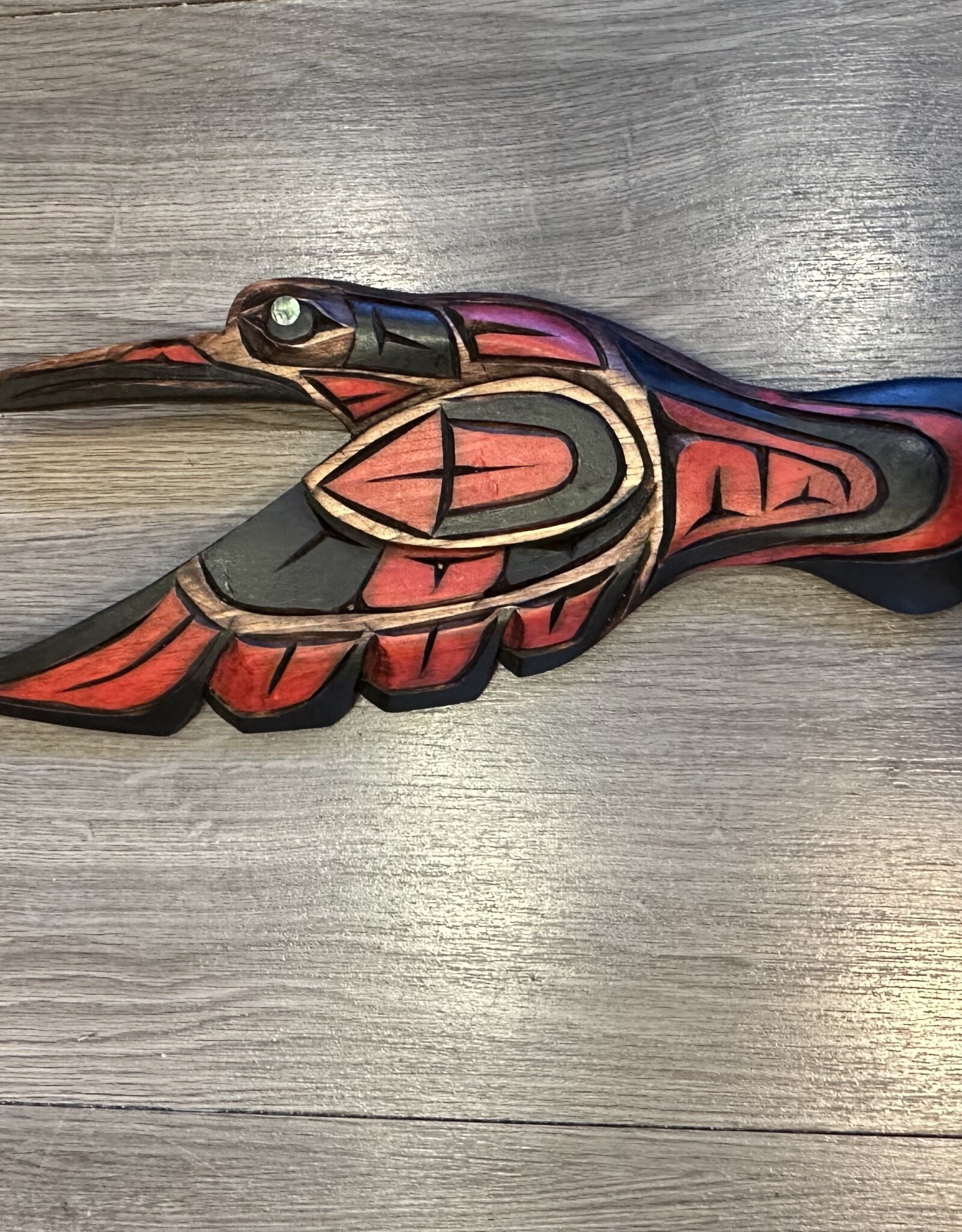 Aboriginal - Hummingbird Carving with Abalone Eye - Carver: No Signature