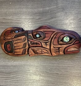 Aboriginal - Salmon, Bear, Eagle Carving with Abalone Eyes - Carver: Nelson McCarty