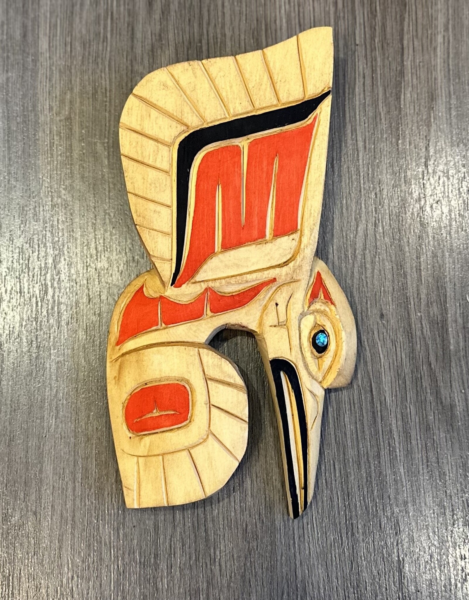 Aboriginal - Hummingbird Carving with Abalone Eye- Carver: Nelson McCarty