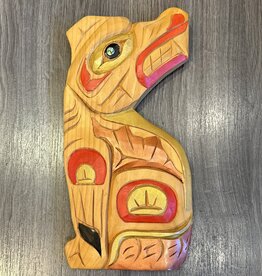 Aboriginal - Wolf Carving with Abalone Eye - Carver: Nelson McCarty
