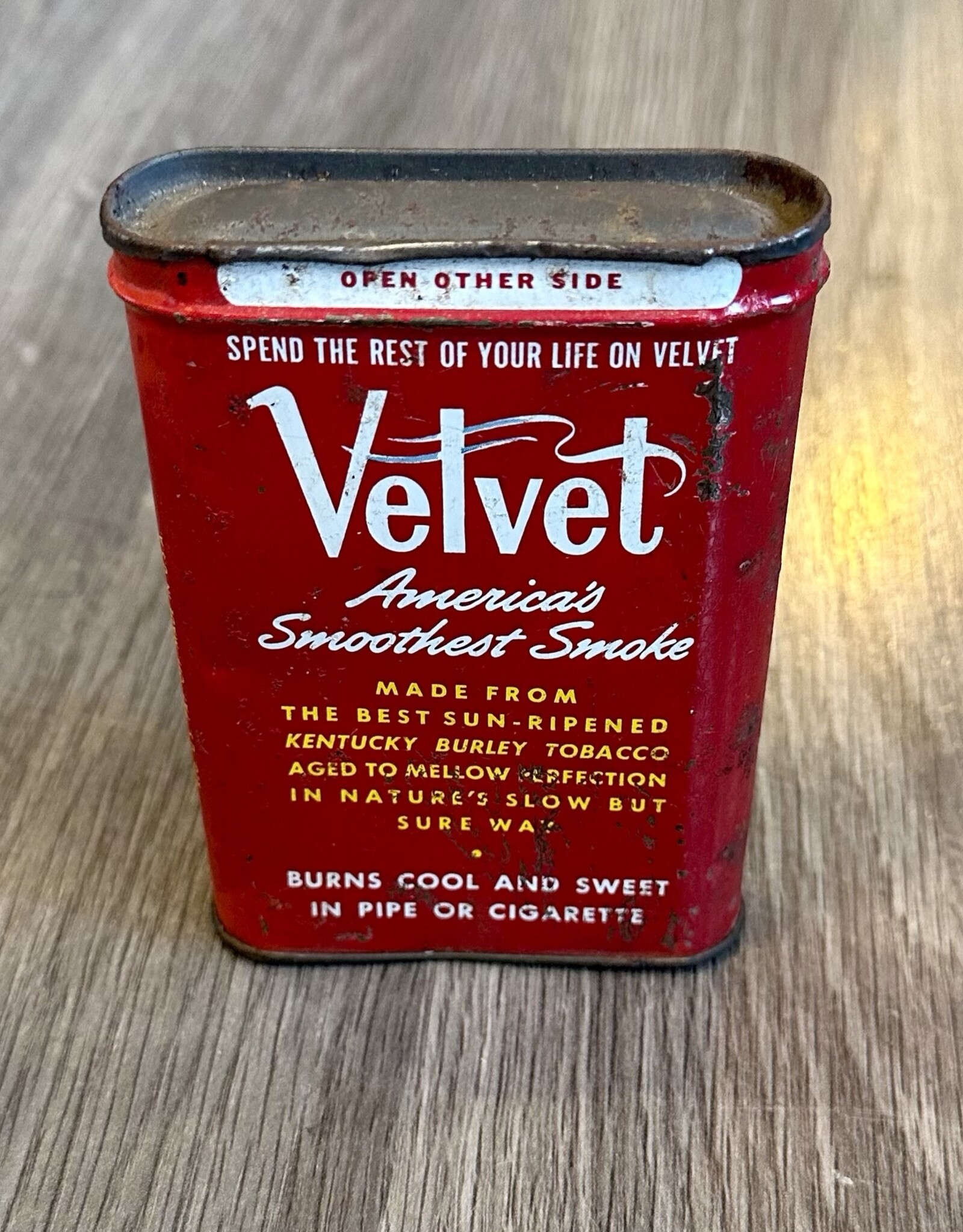 1950s Velvet Brand Pipe & Cigarette Tobacco Tin - Empty