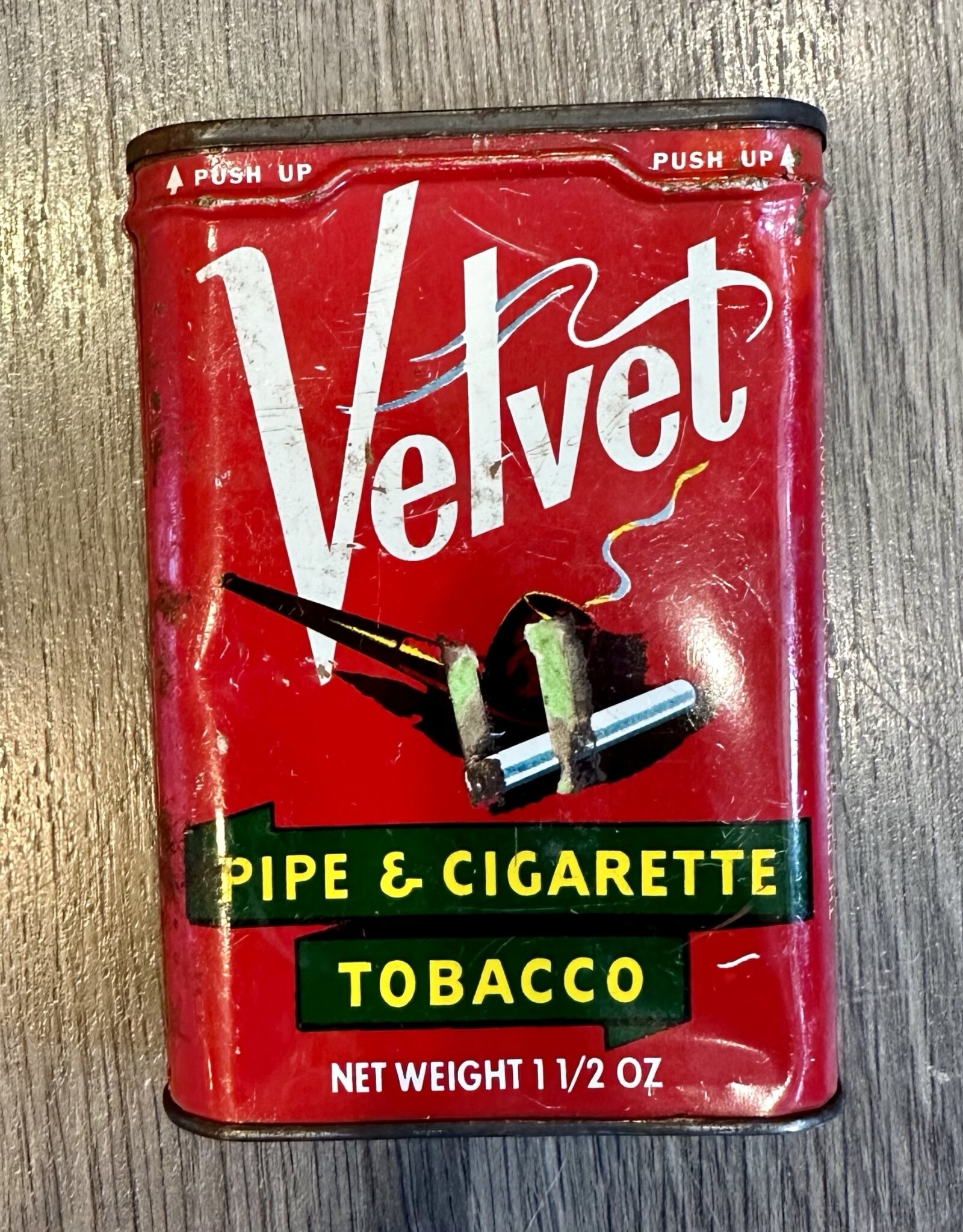 1950s Velvet Brand Pipe & Cigarette Tobacco Tin - Empty