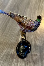 Purple Pigeon Treasures Vintage Enamel Hand Painted Chinese Cloisonne Bird on Branch