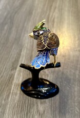 Purple Pigeon Treasures Vintage Enamel Hand Painted Chinese Cloisonne Bird on Branch