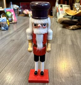 Christmas Ornament - Vintage Wooden Toy Soldier Nutcracker 9" Tall Old World Christmas Black Red