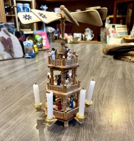 Christmas Ornament - Vintage 3 Tier Christmas Pyramid Nativity Carousel Windmill