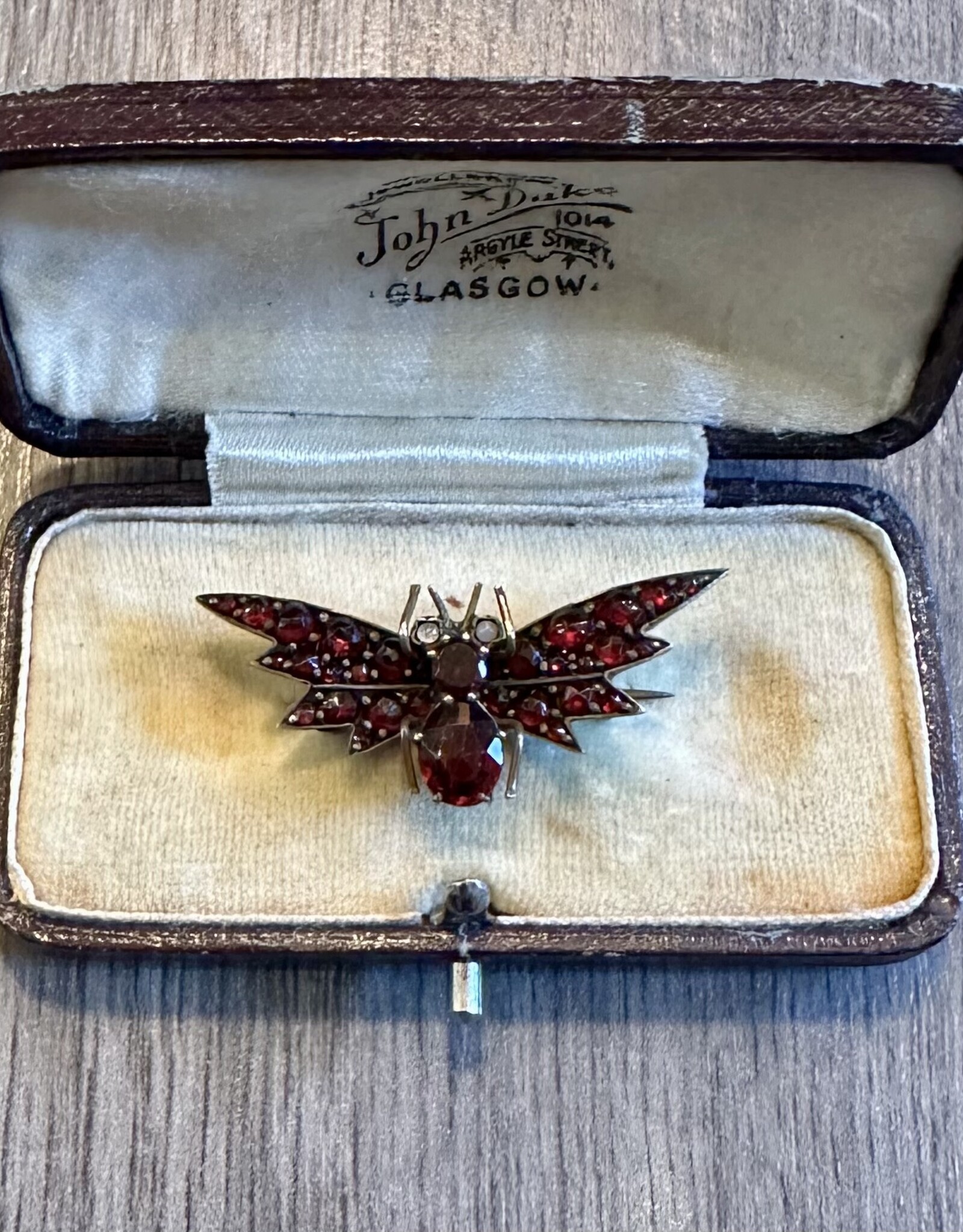 Jewelry - Antique Bohemian Garnet Butterfly Brooch Victorian