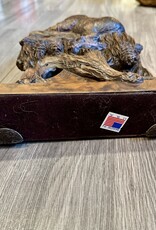 Purple Pigeon Treasures OK Casting Company 2002 Bear & Cub Mantle Burlwood - Look Clock