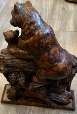 Purple Pigeon Treasures OK Casting Company 2002 Bear & Cub Mantle Burlwood - Look Clock