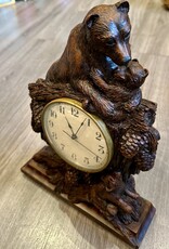 Purple Pigeon Treasures OK Casting Company 2002 Bear & Cub Mantle Burlwood - Look Clock