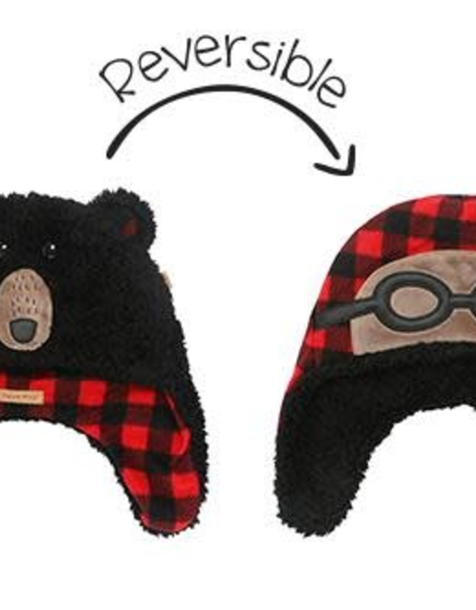 Flap Jack Kids Reversible Sherpa Hat - Black Bear/Aviator Medium