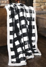 Carstens Black & White Lumberjack Plaid Sherpa Throw Blanket