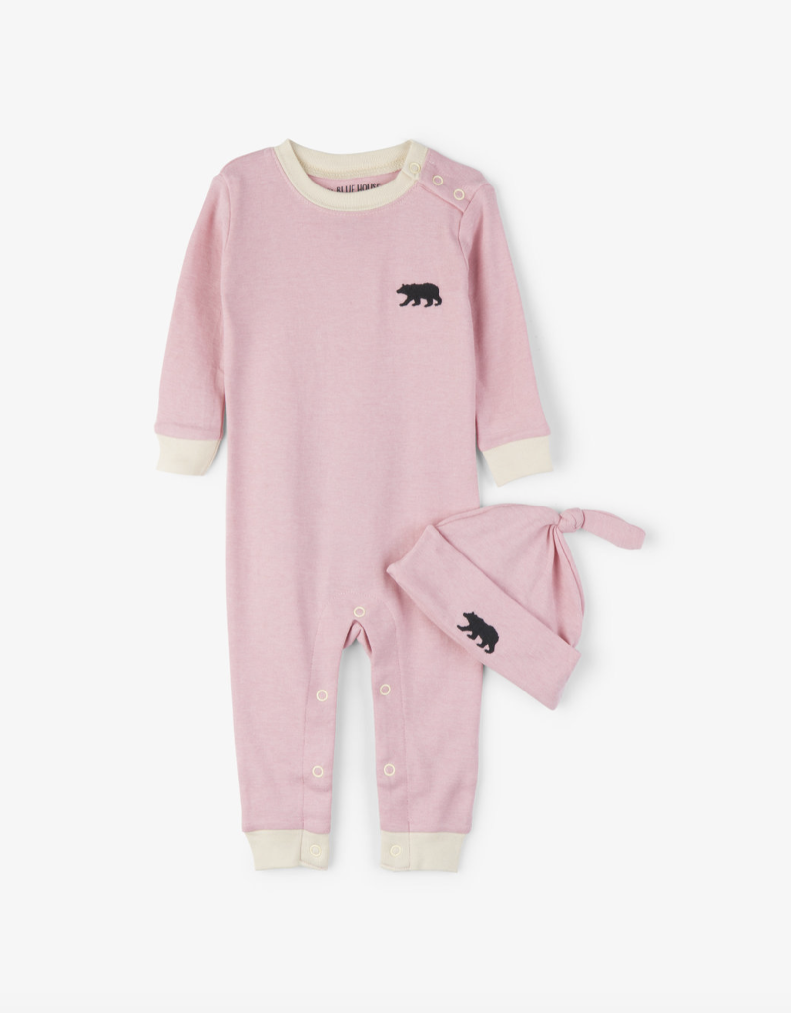 Hatley - Little Blue House Pink Little Bear Bum Coverall w/ Hat