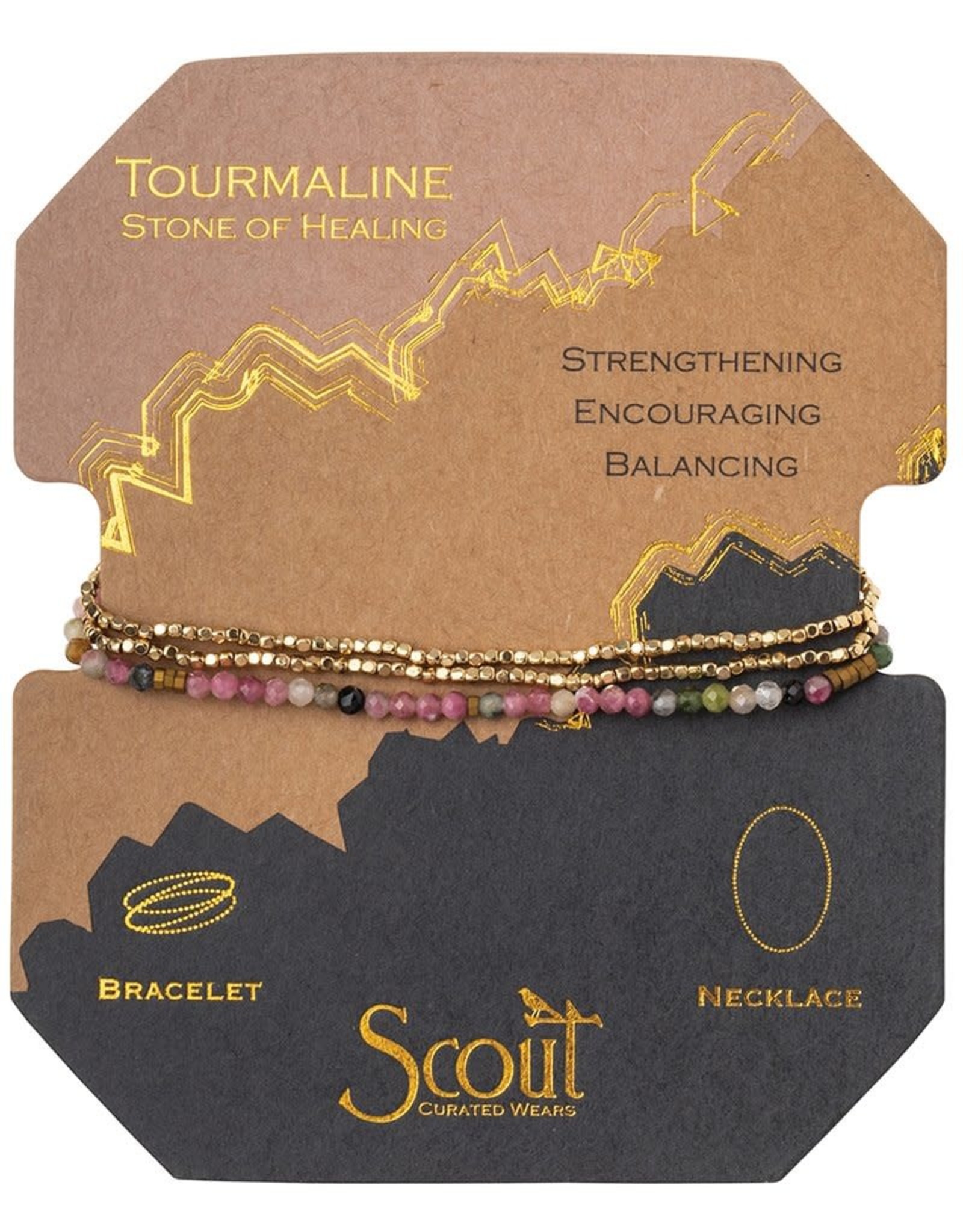 Scout Tourmaline/Stone of Healing w/ Gold- Delicate Stone Wrap