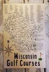 Mediaeval Mapmaker Wisconsin Golf Courses Hand Drawn Parchment Map