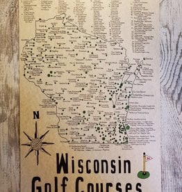 Mediaeval Mapmaker Wisconsin Golf Courses Hand Drawn Parchment Map