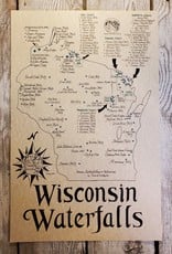 Mediaeval Mapmaker Wisconsin Waterfalls Hand Drawn Parchment Map