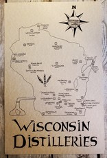Mediaeval Mapmaker Wisconsin Distilleries Hand Drawn Parchment Map